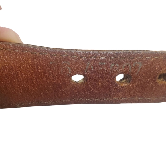 Lands' End Canvas & Leather Belt. Red and Blue. 36" - Picture 5 of 9